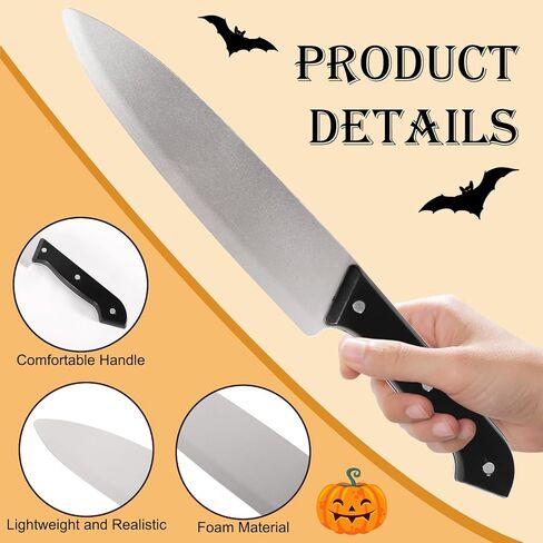 سكين مزيف - دعامات مزحة واقعية لقتل الجزار، ملحقات سكين وهمية لحفلات الهالوين الرعب والأفلام التنكرية (رمادي) in Kuwait