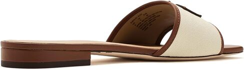 Lauren Ralph Lauren Everley Leather-Trim Canvas Slide Sandals in Saudi Arabia