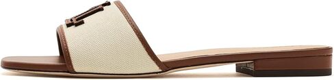 Lauren Ralph Lauren Everley Leather-Trim Canvas Slide Sandals in Saudi Arabia