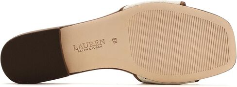 Lauren Ralph Lauren Everley Leather-Trim Canvas Slide Sandals in Saudi Arabia