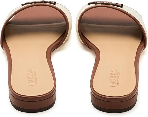 Lauren Ralph Lauren Everley Leather-Trim Canvas Slide Sandals in Saudi Arabia