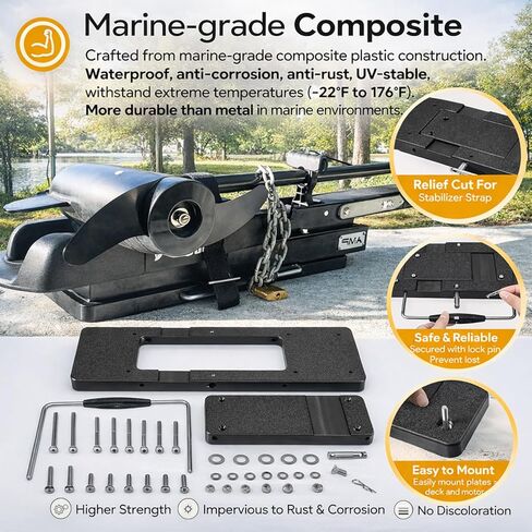 1854023 MKA-23 Composite Quick Release Bracket, Quick Mounted Plate Replacement for Riptide Electric Steer Trolling Motor, Black Composite in Kuwait