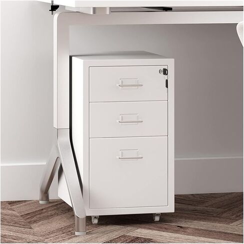 Office File Cabinets 3-Drawer Metal Mobile File Cabinet with Lock, Under Desk Rolling Filing Cabinet Home Office Storage Cabinet for Legal/Letter/A4 Size Filing Cabinet (Color : Gris) (Gold ) in Saudi Arabia