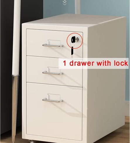 Office File Cabinets 3-Drawer Metal Mobile File Cabinet with Lock, Under Desk Rolling Filing Cabinet Home Office Storage Cabinet for Legal/Letter/A4 Size Filing Cabinet (Color : Gris) (Gold ) in Saudi Arabia