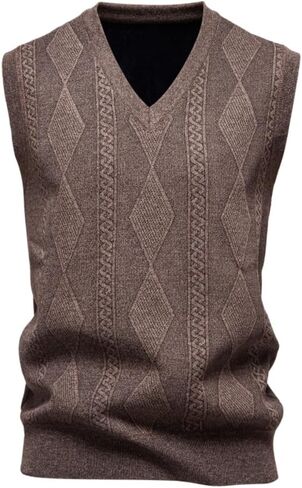 Mens Sweater Vests Casual Fall Sleeveless V Neck Knit Pullover in Saudi Arabia