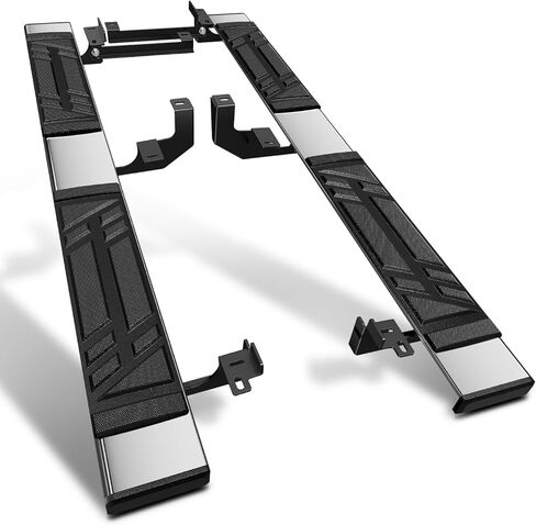 PM PERFORMOTOR 6.5" Running Boards Compatible with 2020 2021 2022 Telluride Palisade, Pair of Stainless Steel Side Rails Step Bars with 6 Pcs Brackets, Polished Chrome/Black in Saudi Arabia