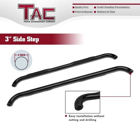 TAC Side Steps Fit 2009-2018 RAM1500 | 2019-2024 RAM1500 Classic | 2010-2026 RAM2500/3500/4500/5500 Crew Cab Truck Pickup 3" Black Side Nerf Bars 2Pcs in Saudi Arabia