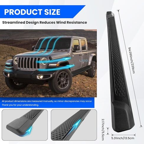 لوحات الجري بخطوات جانبية مناسبة لـ 2020-2025 Jeep Gladiator JT 4 أبواب، مضادة للانزلاق طراز OEM أسود قضبان Nerf خطوات جانبية شديدة التحمل قضبان Nerf مجموعة استبدال واقيات القدم in Kuwait