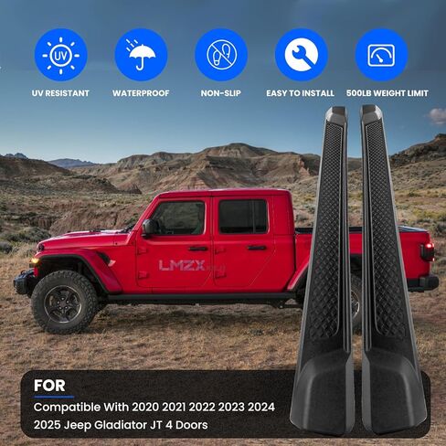Running Boards Side Steps Fit for 2020-2025 Jeep Gladiator JT 4 Door, Anti-Slip OEM Style Black Nerf Bars Heavy Duty Side Steps Nerf Bars Foot Guards Replacement Kit in Saudi Arabia