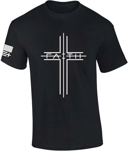 تي شيرت رجالي من شركة Trenz Shirt Company تي شيرت مسيحي بسيط الإيمان والصليب يسوع المسيح بأكمام قصيرة in Saudi Arabia