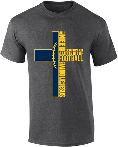 Trenz Shirt Company Mens Christian Team Color Football and Jesus T-Shirt - Spiritual Shirt in Saudi Arabia
