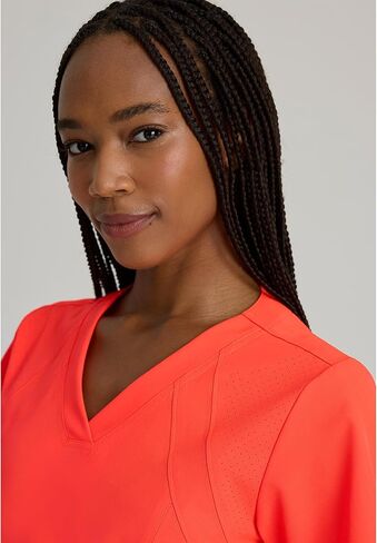 BARCO ONE Racer Classic Fit Scrub Top for Women – Neon Flame, 4-Pocket V-Neck Scrub Shirt w/ 360 Spandex Stretch – Moisture Wicking, Anti-Static & Quick-Shed to Release Pet Hair – S, Regular Fit in Saudi Arabia