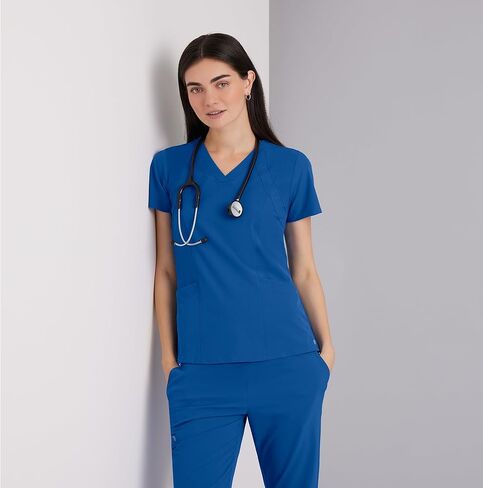 BARCO ONE Racer Classic Fit Scrub Top for Women – Neon Flame, 4-Pocket V-Neck Scrub Shirt w/ 360 Spandex Stretch – Moisture Wicking, Anti-Static & Quick-Shed to Release Pet Hair – S, Regular Fit in Saudi Arabia