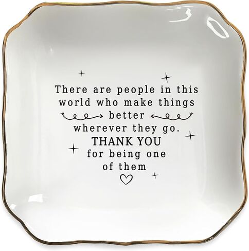 Thank You Jewelry Dish Ceramic Ring Holder – Appreciation Gifts for Women, Friends, Coworkers, Boss, Teacher – Trinket Tray for Rings, Earrings, Keys, Desk Décor in Saudi Arabia