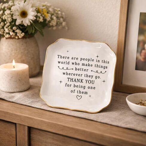 Thank You Jewelry Dish Ceramic Ring Holder – Appreciation Gifts for Women, Friends, Coworkers, Boss, Teacher – Trinket Tray for Rings, Earrings, Keys, Desk Décor in Saudi Arabia