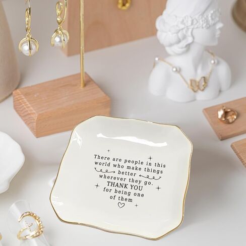 Thank You Jewelry Dish Ceramic Ring Holder – Appreciation Gifts for Women, Friends, Coworkers, Boss, Teacher – Trinket Tray for Rings, Earrings, Keys, Desk Décor in Saudi Arabia
