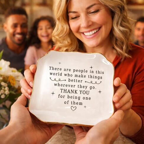 Thank You Jewelry Dish Ceramic Ring Holder – Appreciation Gifts for Women, Friends, Coworkers, Boss, Teacher – Trinket Tray for Rings, Earrings, Keys, Desk Décor in Saudi Arabia