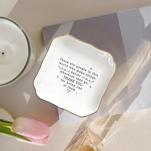 Thank You Jewelry Dish Ceramic Ring Holder – Appreciation Gifts for Women, Friends, Coworkers, Boss, Teacher – Trinket Tray for Rings, Earrings, Keys, Desk Décor in Saudi Arabia
