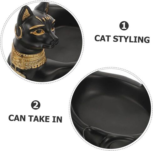 صندوق تخزين تمثال القط المصري حامل حلية محمول للمجوهرات والمفاتيح طبق قطط من الراتنج المزخرف لديكور المنزل والمدخل in Saudi Arabia