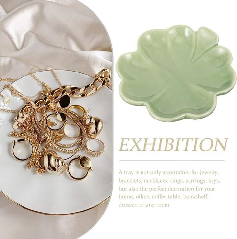 Kichvoe Four-Leaf Clover Ceramic Jewelry Tray Shamrock Ring Holder Trinket Dish for Home Vanity Desk Organizer 3.54X3.54X0.59 Inches in Saudi Arabia