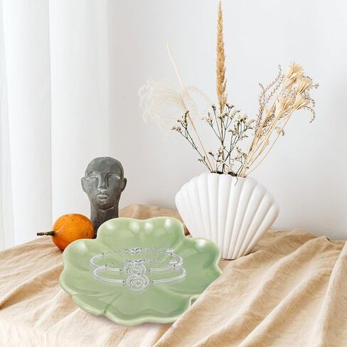 Kichvoe Four-Leaf Clover Ceramic Jewelry Tray Shamrock Ring Holder Trinket Dish for Home Vanity Desk Organizer 3.54X3.54X0.59 Inches in Saudi Arabia