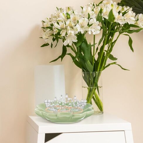 Kichvoe Four-Leaf Clover Ceramic Jewelry Tray Shamrock Ring Holder Trinket Dish for Home Vanity Desk Organizer 3.54X3.54X0.59 Inches in Saudi Arabia