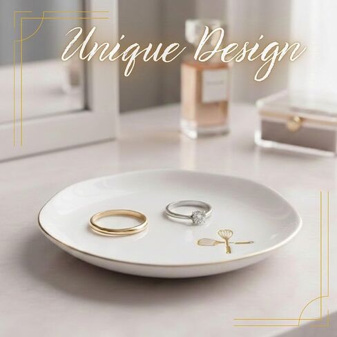 InnoBeta Baking Gifts for Women, Perfect Gifts for Baking Lovers - 4.75" Handcrafted Ceramic Ring Dish with Gold Trim, Decorative Trinket Dish for Rings Earrings in Saudi Arabia