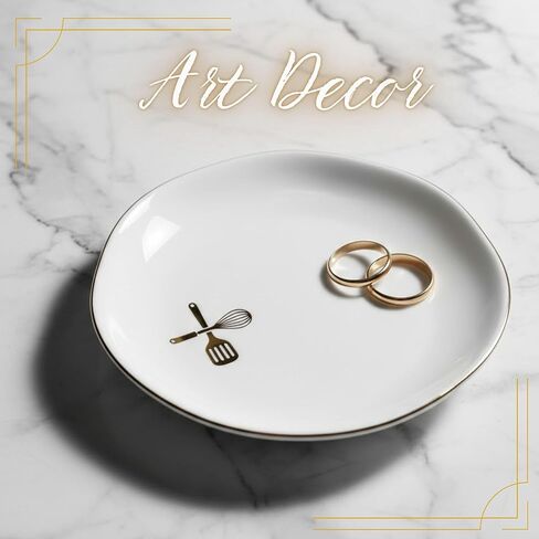 InnoBeta Baking Gifts for Women, Perfect Gifts for Baking Lovers - 4.75" Handcrafted Ceramic Ring Dish with Gold Trim, Decorative Trinket Dish for Rings Earrings in Saudi Arabia