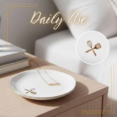 InnoBeta Baking Gifts for Women, Perfect Gifts for Baking Lovers - 4.75" Handcrafted Ceramic Ring Dish with Gold Trim, Decorative Trinket Dish for Rings Earrings in Saudi Arabia