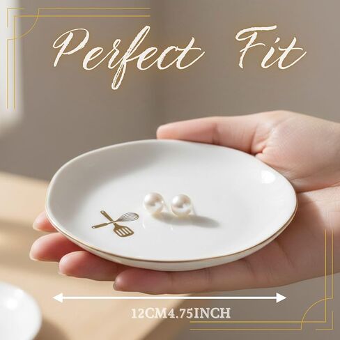 InnoBeta Baking Gifts for Women, Perfect Gifts for Baking Lovers - 4.75" Handcrafted Ceramic Ring Dish with Gold Trim, Decorative Trinket Dish for Rings Earrings in Saudi Arabia