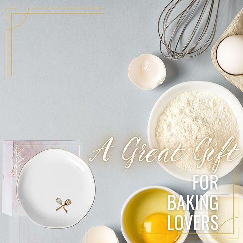 InnoBeta Baking Gifts for Women, Perfect Gifts for Baking Lovers - 4.75" Handcrafted Ceramic Ring Dish with Gold Trim, Decorative Trinket Dish for Rings Earrings in Saudi Arabia
