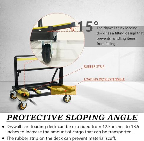 HILLHOUSE Upgraded Folding dryboard Cart, Gypsum Board Truck with PU Rotating casters, 44.5 "x 24" x 36 "Plywood Cart, Load-Bearing 2200 LBS, Portable Drywall cart for Moving Plywood and Glass in Saudi Arabia