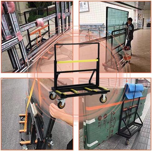 HILLHOUSE Upgraded Folding dryboard Cart, Gypsum Board Truck with PU Rotating casters, 44.5 "x 24" x 36 "Plywood Cart, Load-Bearing 2200 LBS, Portable Drywall cart for Moving Plywood and Glass in Saudi Arabia