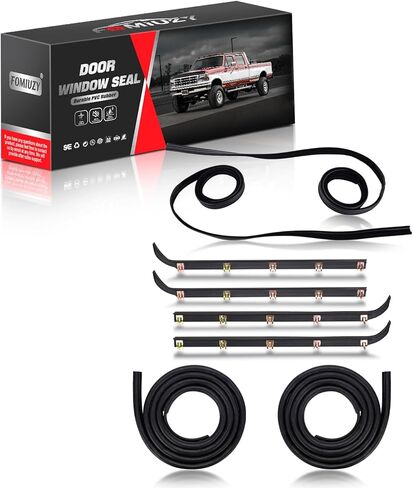 مجموعة شريط السير الوقائي للنافذة الداخلية والخارجية الأمامية المتوافقة مع Ford F150 F250 F350 Bronco 1987-1997 يستبدل E7TZ1521452A E7TZ1521453A F2TZ1521456A F2TZ1521457A (4 قطع) in Saudi Arabia
