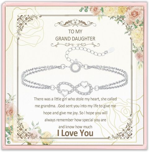 Bracelets for Girls, Infinity Heart Bracelet with Cubic Zirconia, Adjustable Silver Forever Bracelet Valentine's Day Birthday in Saudi Arabia