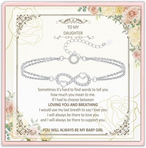 Bracelets for Girls, Infinity Heart Bracelet with Cubic Zirconia, Adjustable Silver Forever Bracelet Valentine's Day Birthday in Saudi Arabia
