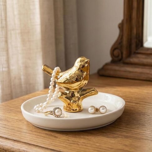 Ring Holder for Jewelry Trinket Tray Flamingo Gifts for Women Girls Friend Her Mom Christmas Thanksgiving Gifts Birthday Mothers Day Valentines Gifts Flamingo Decor (Golden Elephant) in Saudi Arabia