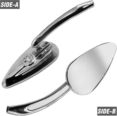 2Pcs 8mm/ 10mm Chrome Skull Teardrop Aluminum Rearview Side Mirrors Replacement for Harley Dyna Electra Glide Motorcycle (Left and Right) in Saudi Arabia