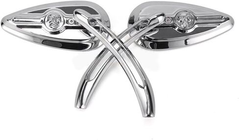 2Pcs 8mm/ 10mm Chrome Skull Teardrop Aluminum Rearview Side Mirrors Replacement for Harley Dyna Electra Glide Motorcycle (Left and Right) in Saudi Arabia