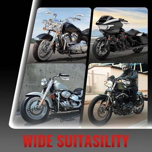 مرايا الدراجات النارية للمقود، مرايا جانبية من الكروم بيضاوية الشكل متوافقة مع Harley Road King، Softail، Street Glide، Electra، Sportster، Dyna والمزيد in Kuwait