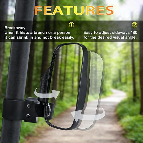 UTV Rear View Mirror for Kawasaki Ridge 999 2024-2026, Wide Angle Rearview Mirror for Side by Side, Breakaway Adjustable Clamp Mount Mirror for Off Road,B Side View Mirrors Pair in Saudi Arabia