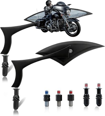 مرايا الدراجات النارية للمقود، مرايا جانبية من الكروم بيضاوية الشكل متوافقة مع Harley Road King، Softail، Street Glide، Electra، Sportster، Dyna والمزيد in Kuwait