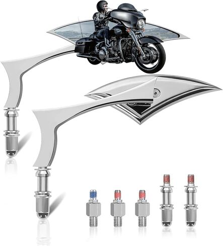 مرايا الدراجات النارية للمقود، مرايا جانبية من الكروم بيضاوية الشكل متوافقة مع Harley Road King، Softail، Street Glide، Electra، Sportster، Dyna والمزيد in Kuwait