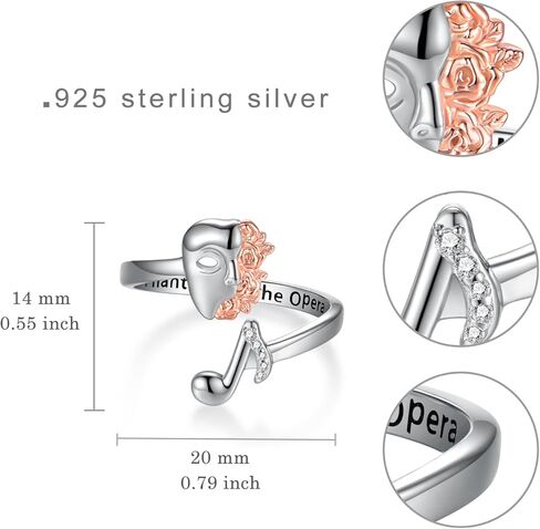 Phantom of the Opera Ring 925 Sterling Silver Phantom of the Opera Mask Pendant Broadway Music Theatre Gifts Jewelry for Women in Saudi Arabia