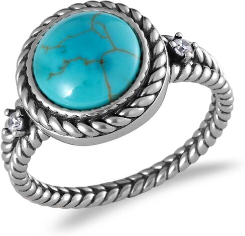 Genuine Turquoise Rings 925 Sterling Silver Western Boho Style Rings Vintage Natural Gemstone Real Turquoise Jewelry Gifts for Women in Kuwait