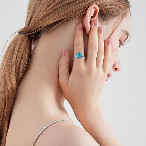 Genuine Turquoise Rings 925 Sterling Silver Western Boho Style Rings Vintage Natural Gemstone Real Turquoise Jewelry Gifts for Women in Kuwait