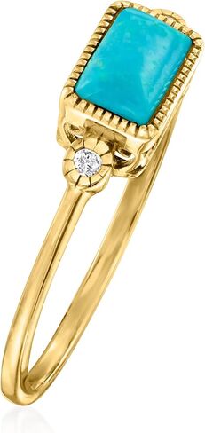 Ross-Simons Pure Collection Turquoise and Diamond Ring in 14kt Yellow Gold. Size 7 in Saudi Arabia