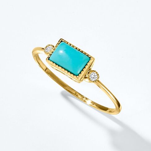 Ross-Simons Pure Collection Turquoise and Diamond Ring in 14kt Yellow Gold. Size 7 in Saudi Arabia