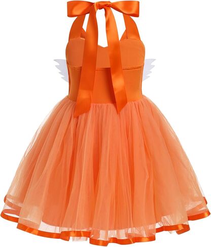 Girl Fox Halloween Costume - Kids Animal Dress with Tutu, Tail, Mask, and Ears Headband Set - Orange, 5-6 Years in Saudi Arabia