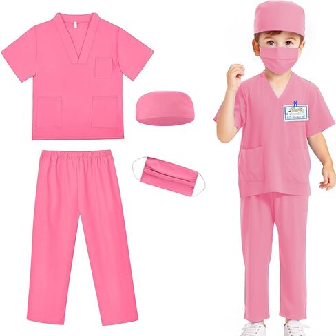 Doctor Costume for Kids,Toddler Nurse Scrubs Halloween Dress Up Cosplay For Boys Girls 3-12 Years in Saudi Arabia